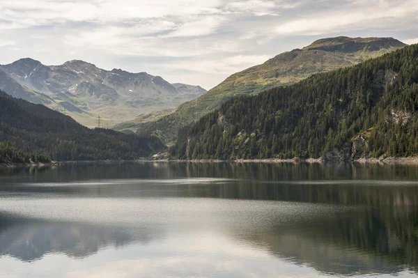 Marmorera Reservoar Bergsdal Oberhalbstein Eller Surses Grisons Schweiz Europa — Stockfoto