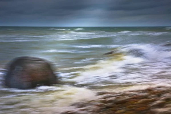 Tempestade Costa Báltica Com Pedregulho Abstrato Rugen Mecklenburg Pomerânia Ocidental — Fotografia de Stock