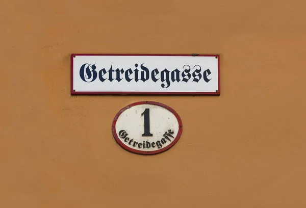 Street Sign Getreidegasse Utca Történelmi Központ Salzburg Város Salzburg Állam — Stock Fotó