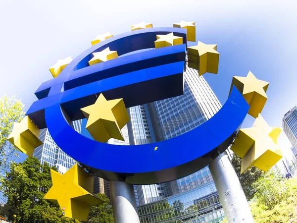 Eurotecken Från Ecb Europeiska Centralbanken Frankfurt Main Hessen Tyskland Europa — Stockfoto