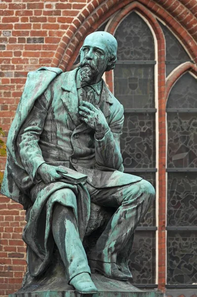 Monumento Emanuel Geibel Poeta Alemão Lbeck Schleswig Holstein Alemanha Europa — Fotografia de Stock