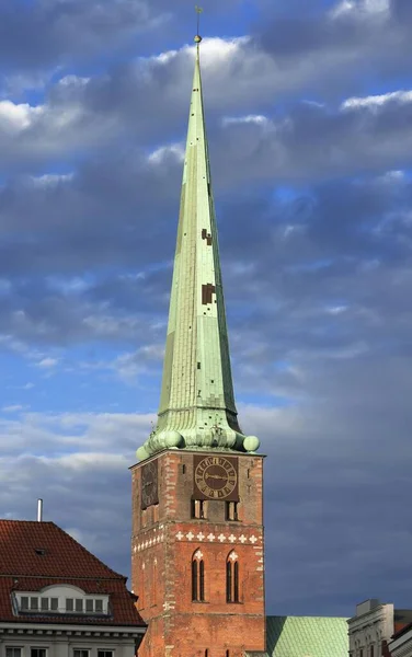 Torre Iglesia San Jacob Finales Del Siglo Xiii Lbeck Schleswig — Foto de Stock