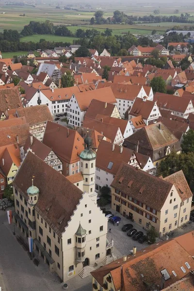 俯瞰中世纪城镇的屋顶 Dinkelsbuhl Franconia Bavaria Germany Europe — 图库照片