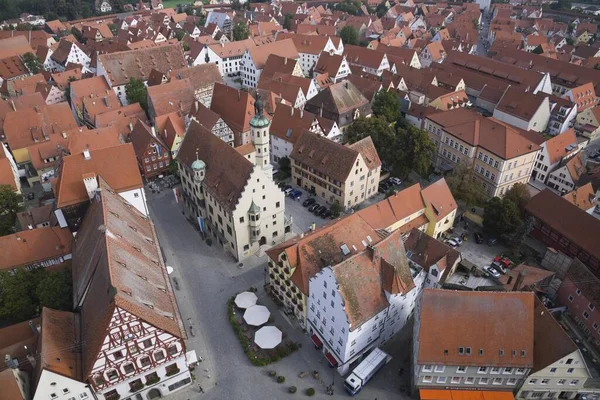 俯瞰中世纪城镇的屋顶 Dinkelsbuhl Franconia Bavaria Germany Europe — 图库照片