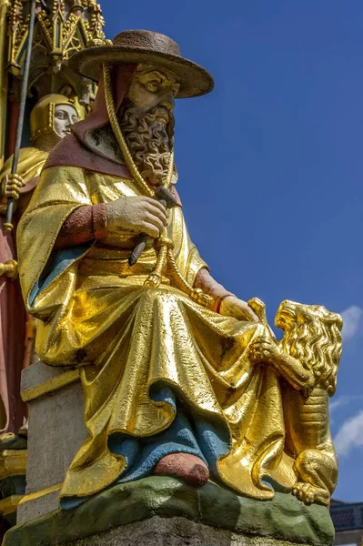 Szenische Ansicht Der Gotischen Pfarrkirche Unserer Lieben Frau Nürnberg Mittelfranken — Stockfoto