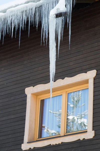 Icicles House Tyrol Austria Europe — Stock Photo, Image