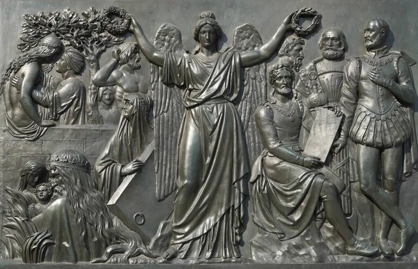 Panel Monumento Goethe Romarkt Frankfurt Main Hesse Alemania Europa —  Fotos de Stock