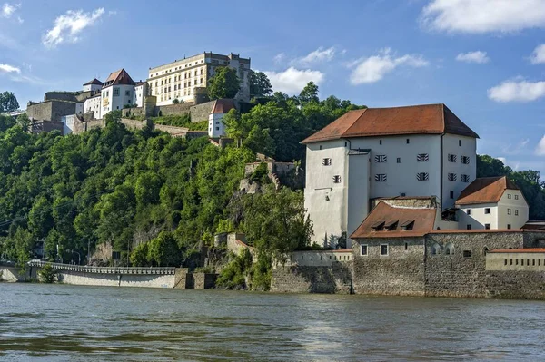 Fortaleza Veste Oberhaus Fortaleza Veste Niederhaus Danubio Centro Histórico Passau —  Fotos de Stock