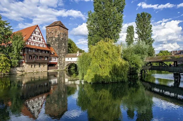 Weinstadel Vodní Věž Henker Nebo Dlouhý Most Řeka Pegnitz Historické — Stock fotografie