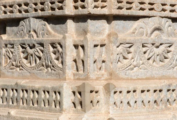 Esculturas Pedra Ornamentadas Ranakpur Jain Temple Rajasthan Índia Ásia — Fotografia de Stock
