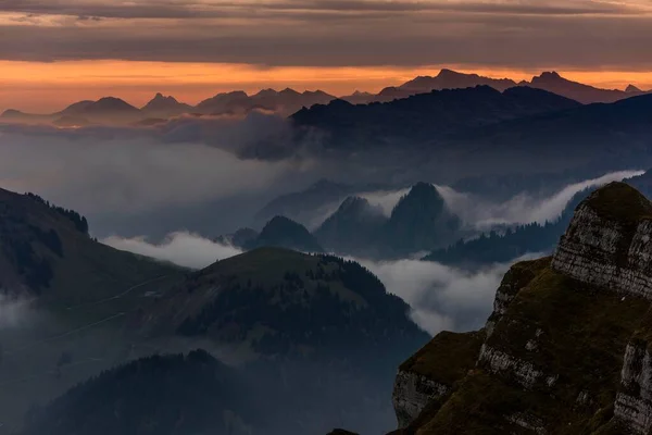 Bregenzerwald Dağları Aşağısı Bulutlu Sabah Bregenz Ormanı Vorarlberg Avusturya Avrupa — Stok fotoğraf