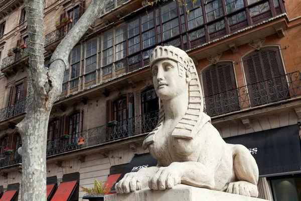 Sphinx Sculpture Promenade Paseo Del Borne Passeig Des Born Palma — 스톡 사진