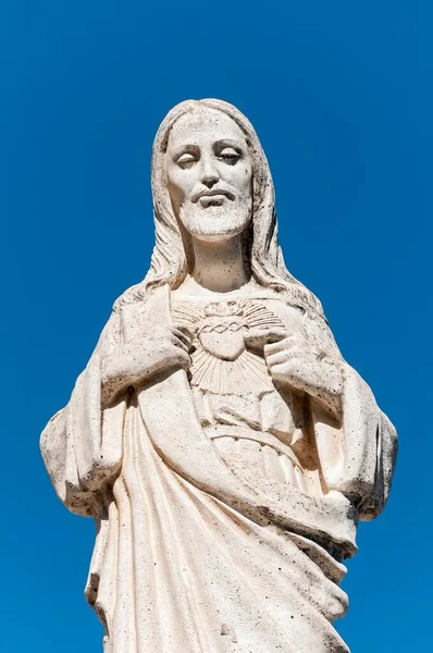 Estátua Branca Jesus Cristo Fora Capela Virgem Ervilha Mijas Andaluzia — Fotografia de Stock