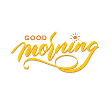 good morning hand lettering typography greeting card poster clipart