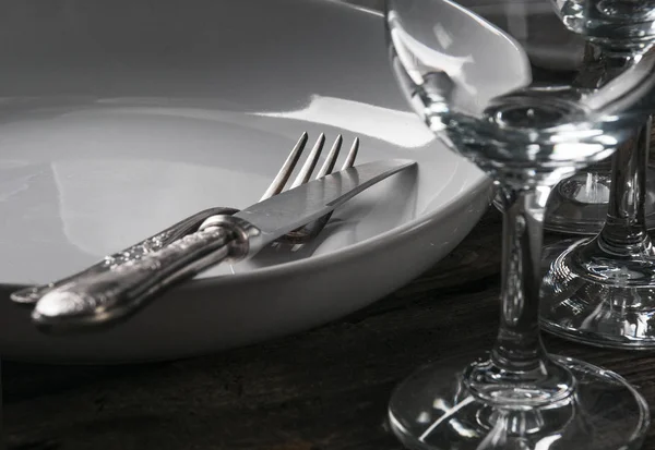 Table set with retro cutlery — Stock Photo, Image