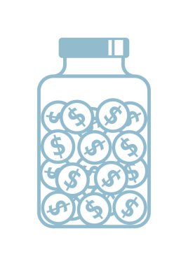 Beyaz arka plan üzerinde kavanoza dolar