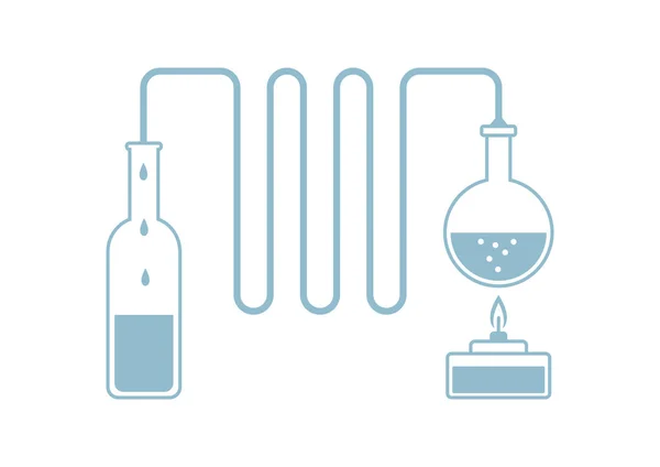 Kit de destilação sobre fundo branco — Vetor de Stock