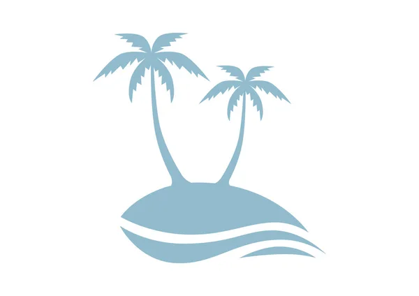 Isla con palmeras en fondo blanco — 图库矢量图片