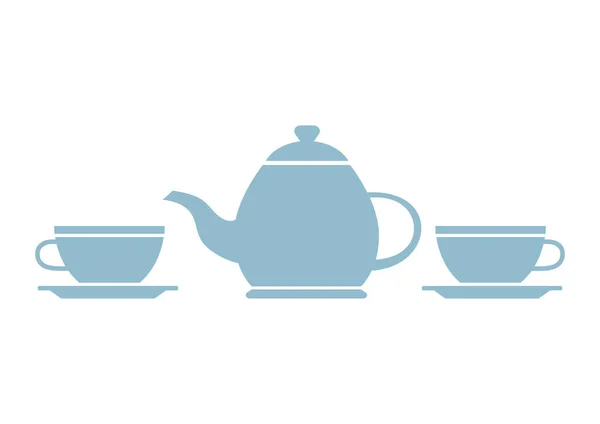 Teapot and teacup on white background — Stock Vector