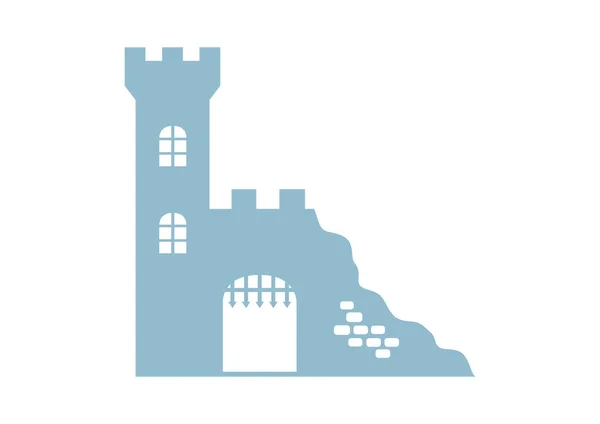 Castle ruins icon on white background — Stock Vector