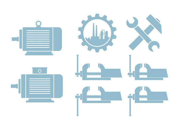 Industrial icons on white background — Stock Vector