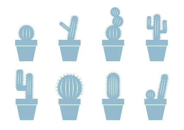 Icônes de cactus sur fond blanc — Image vectorielle