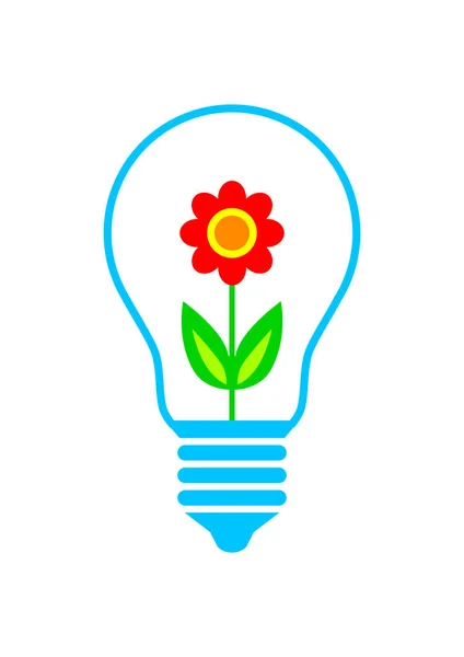 Blomma i glödlampa på vit bakgrund — Stock vektor