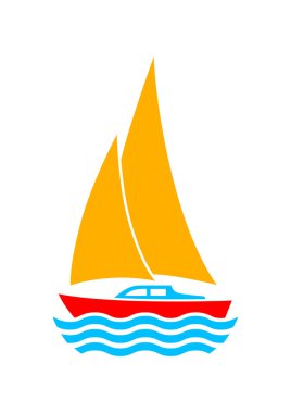  Beyaz arkaplanda yelkenli vektör simgesi