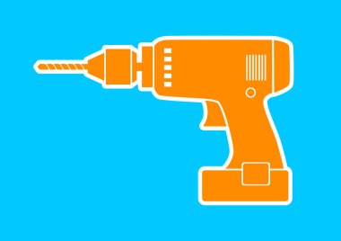 Turuncu matkap simgesi mavi zemin üzerine 