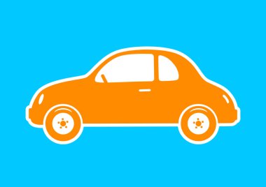 Araba vektör simgesi mavi zemin üzerine