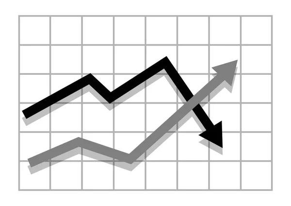 Gráfico con dos flechas — Vector de stock