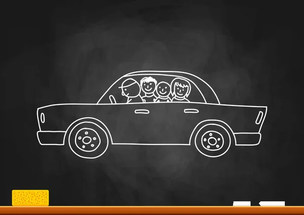 Drawing of car on blackboard — Stock Vector