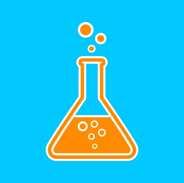 Orange laboratory glass icon on blue background — Stock Vector