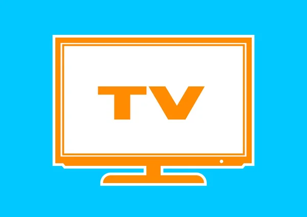 在蓝色背景上的橙色电视图标 — 图库矢量图片
