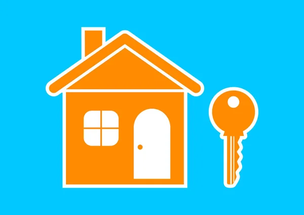 Icona della casa arancione su sfondo blu — Vettoriale Stock