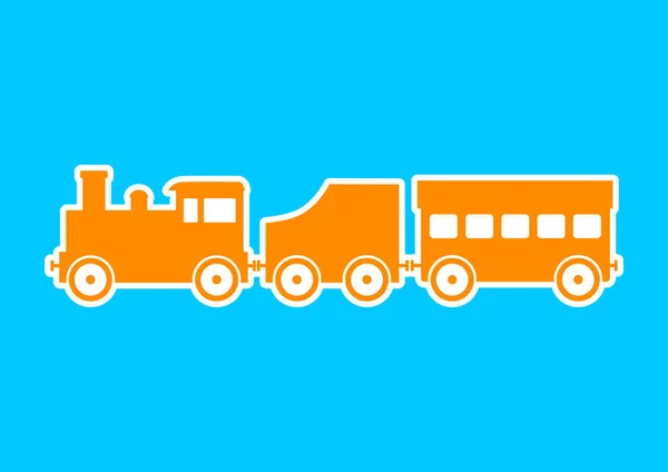 Orange train icon on blue background — Stock Vector