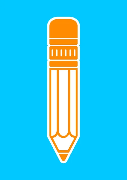 Icono de lápiz naranja sobre fondo azul — Vector de stock