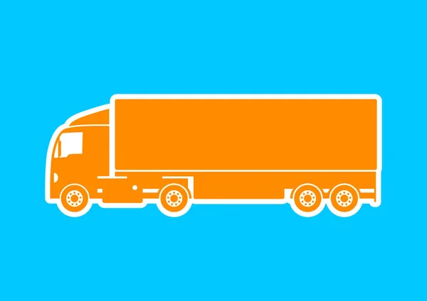 Orangefarbenes LKW-Symbol auf blauem Hintergrund — Stockvektor