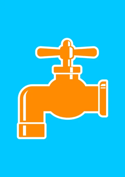 Icona vettoriale rubinetto su sfondo blu — Vettoriale Stock