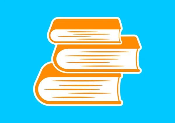 Icona del libro arancione su sfondo blu — Vettoriale Stock