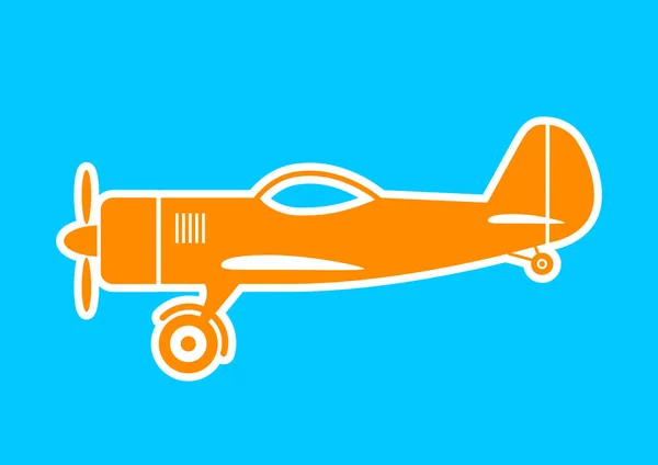 Orange plane icon on blue background — Stock Vector