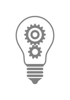 Ampul beyaz arka plan üzerinde vites 