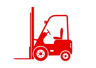 beyaz zemin üzerine kırmızı forklifti  