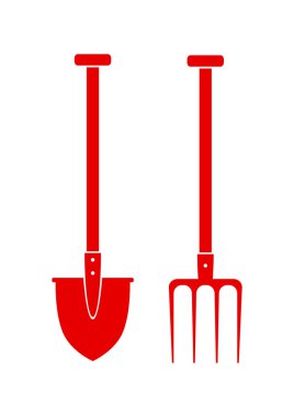 Kırmızı spade ve beyaz arka plan üzerinde dirgen