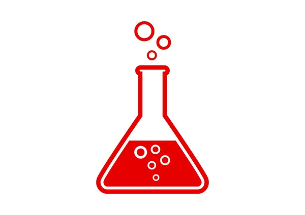 Red laboratory glass icon on white background — Stock Vector