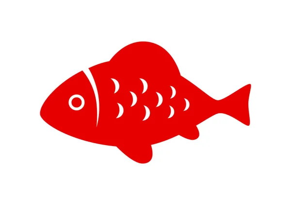 Red fish icon on white background — Stock Vector