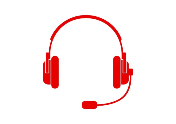 Ícone de fones de ouvido vermelho no fundo branco — Vetor de Stock