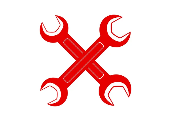 Red spanner icon on white background — Stock Vector