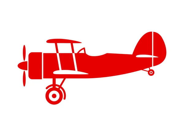 Rode vliegtuig pictogram op witte achtergrond — Stockvector