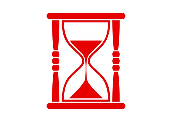 Red hourglass icon on white background — Stock Vector